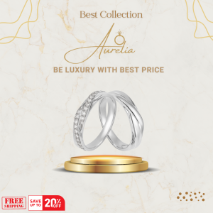 Cặp nhẫn cưới Vàng trắng 14K Aurelia