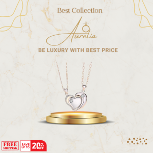 Dây chuyền đôi bạc đính đá CZ gắn nam châm Heart to Heart Aurelia