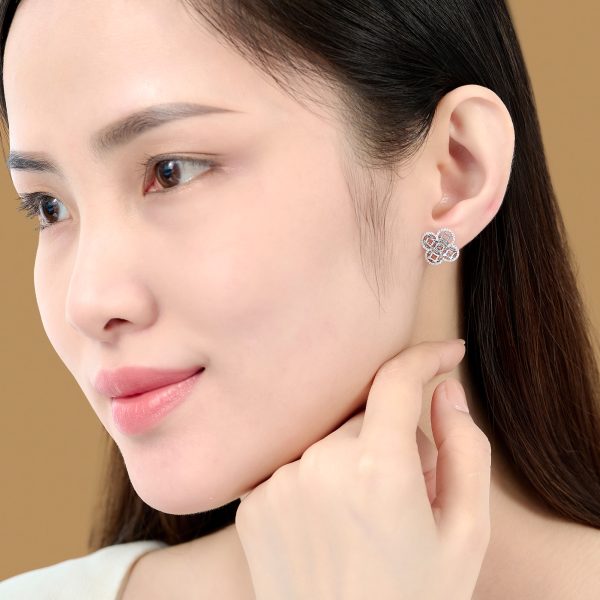 Vỏ Bông tai Kim cương Vàng Trắng 18K - Hình ảnh 3