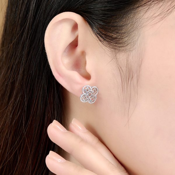 Vỏ Bông tai Kim cương Vàng Trắng 18K - Hình ảnh 2